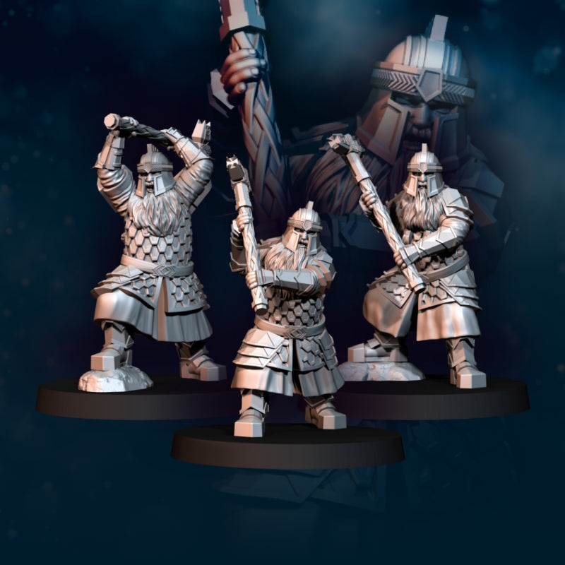 3x Silver Goat Dwarves with Hammer - Davale Games