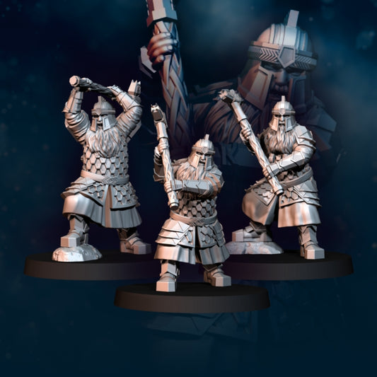 3x Silver Goat Dwarves with Hammer - Davale Games