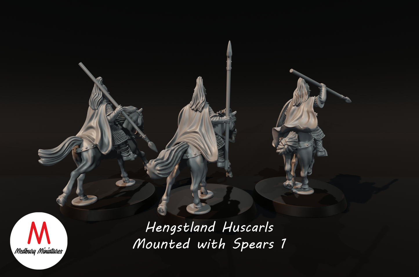 Huscarls Hengstland montés avec des lances - Medbury Miniatures