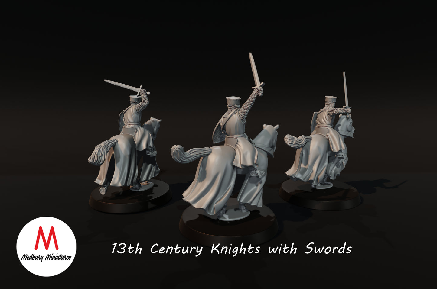 Chevaliers du XIIIe siècle avec épées - Medbury Miniatures