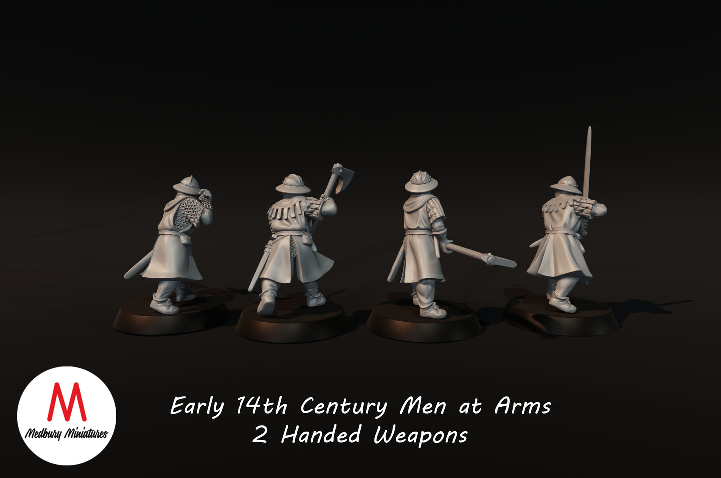 Early 14th Century Men at Arms With 2 Handed Weapons - Medbury Miniatures