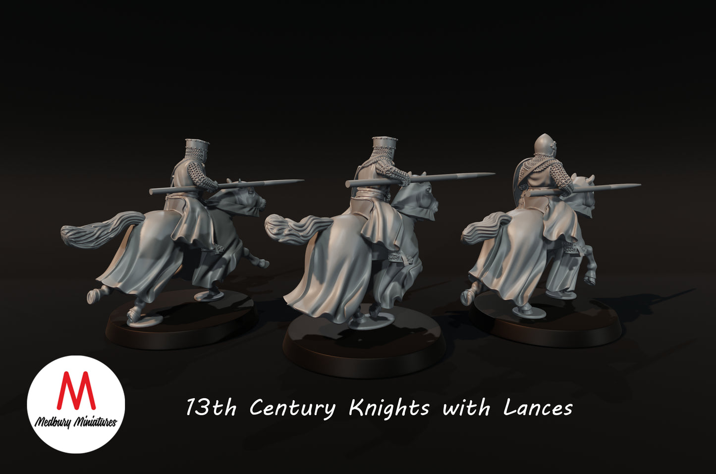 Chevaliers du XIIIe siècle avec lances - Medbury Miniatures