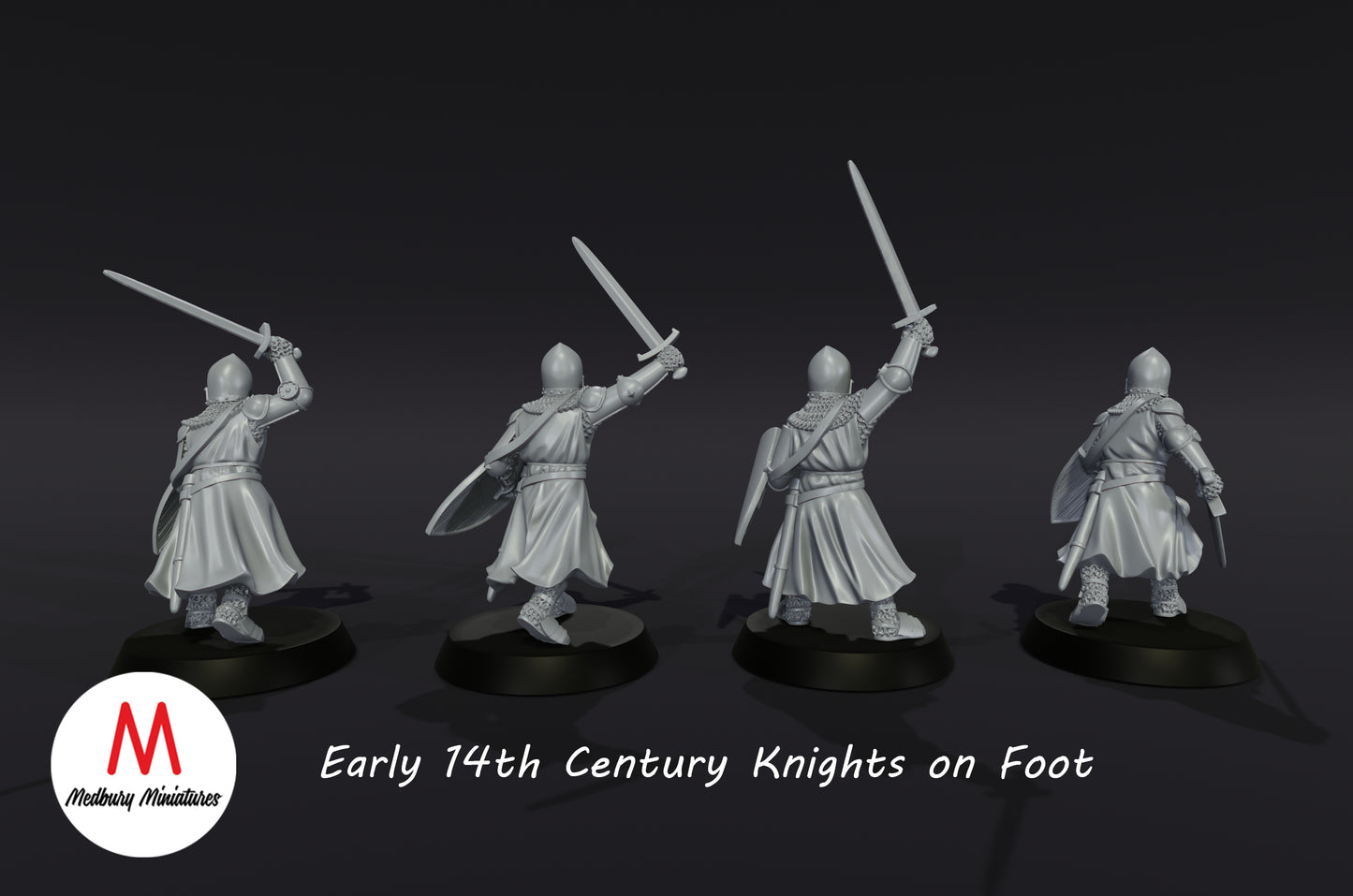 14th Century knights on Foot (Early) - Medbury Miniatures