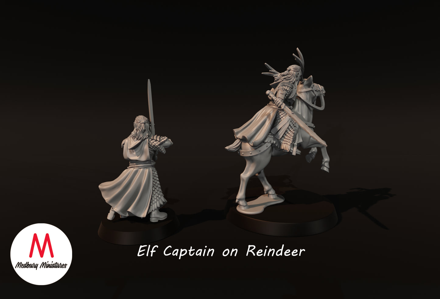 Capitaine elfe avec renne - Medbury Miniatures