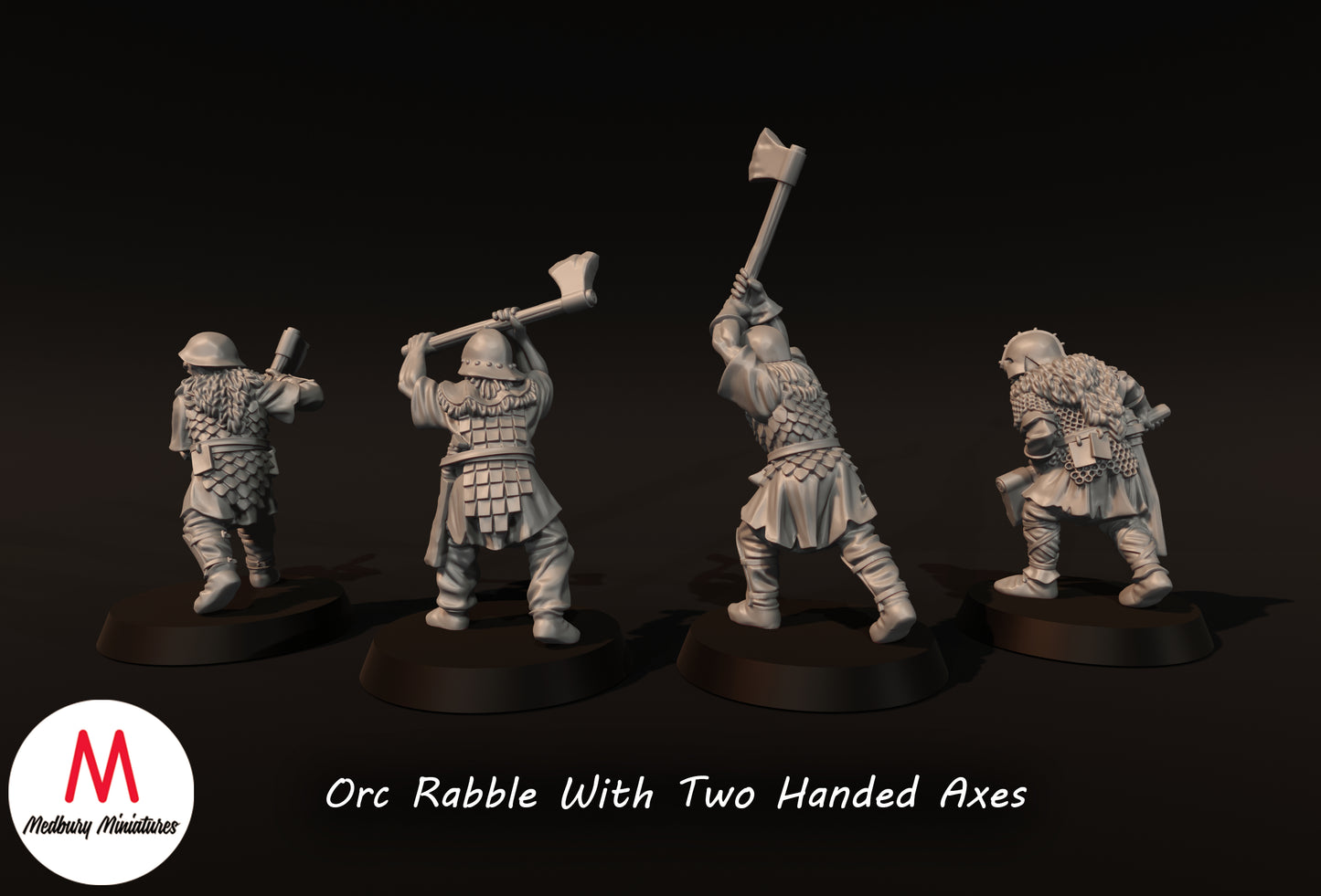 Ork-Pöbel mit Zweihandäxten - Medbury Miniatures