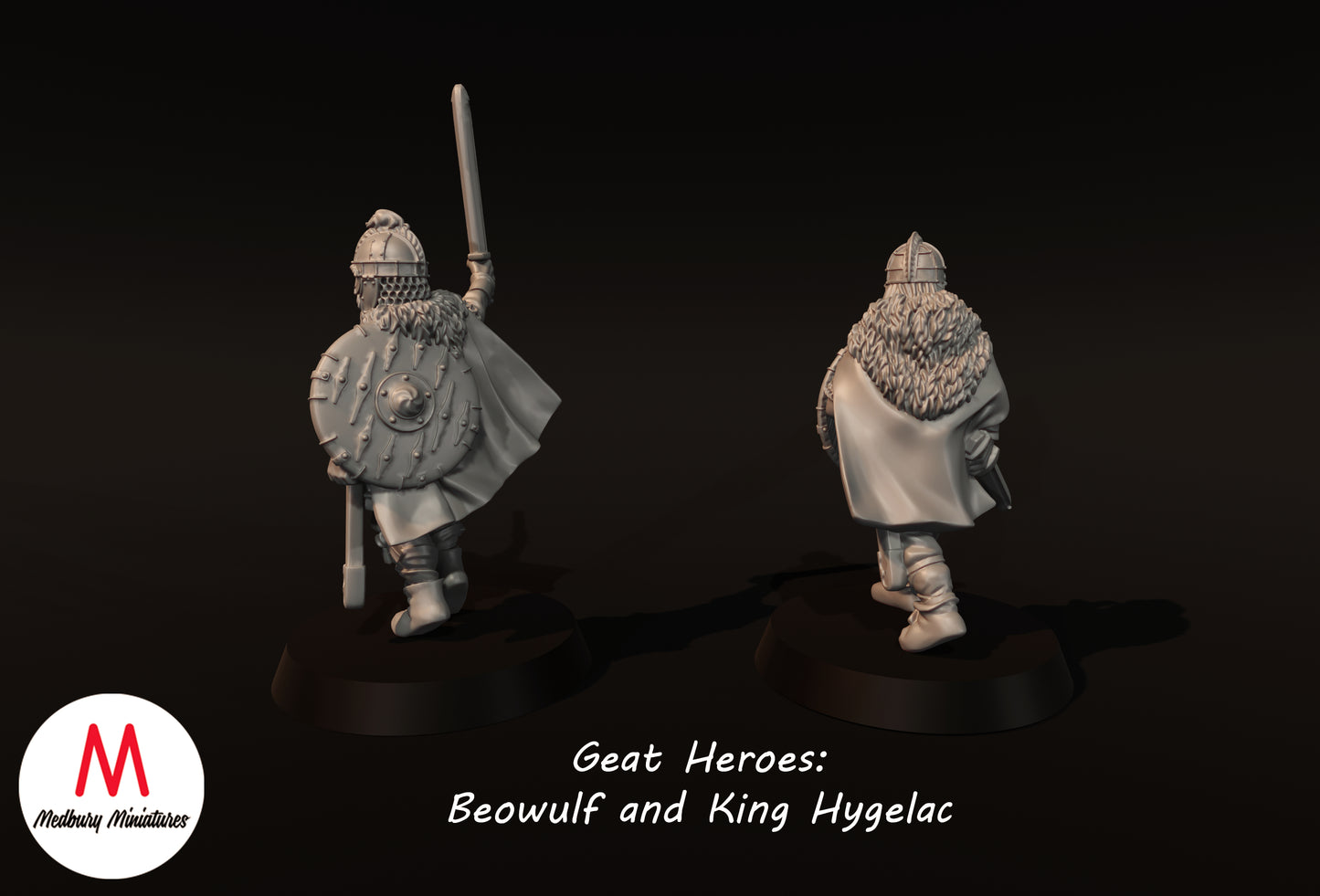 Die großen Helden Beowulf und König Hygelac - Medbury Miniatures