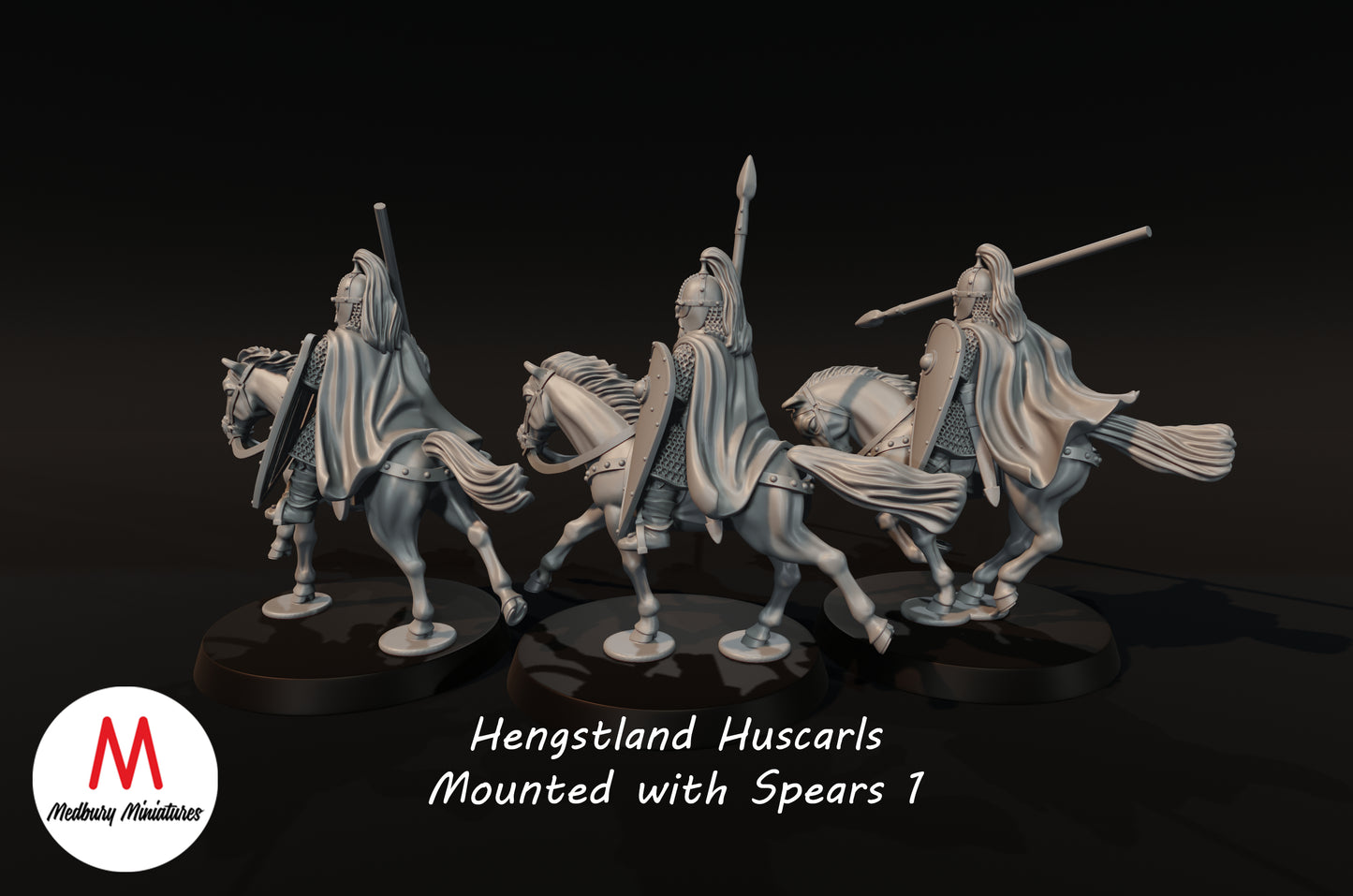 Huscarls Hengstland montés avec des lances - Medbury Miniatures