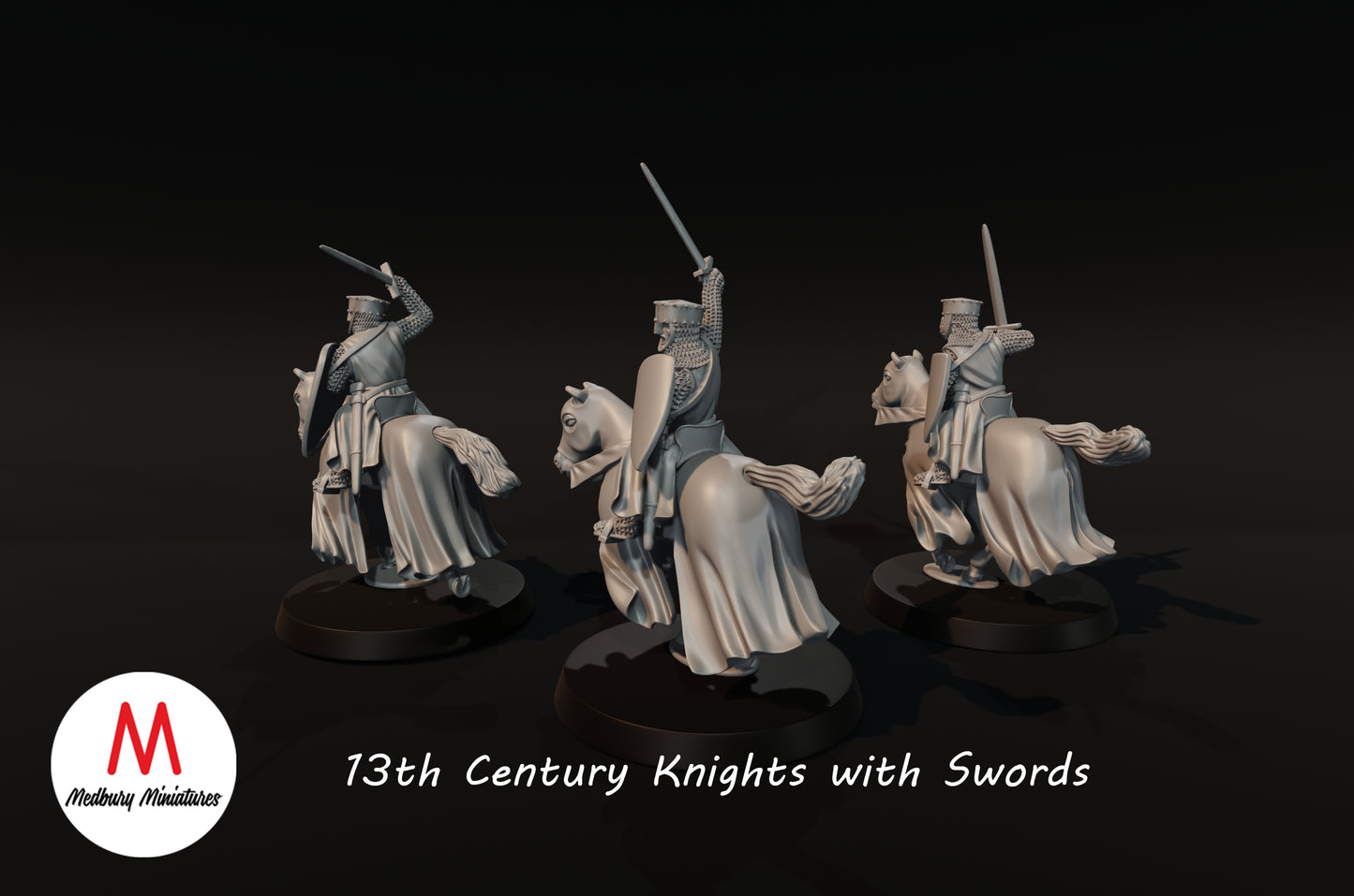 Chevaliers du XIIIe siècle avec épées - Medbury Miniatures