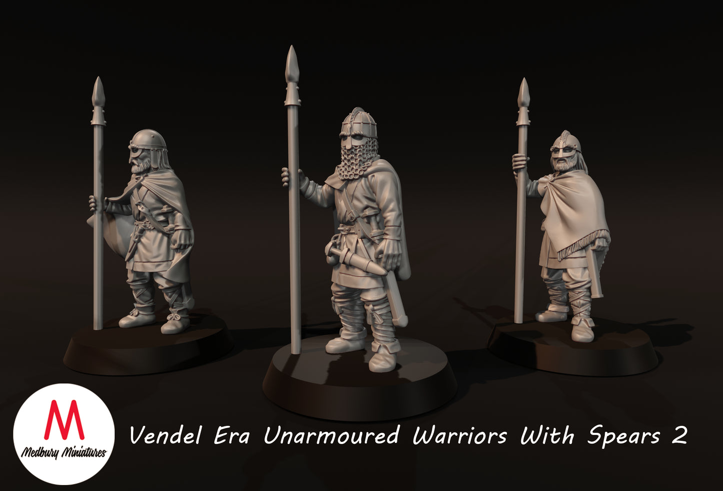 Vendel Era Unarmoured Warriors With Spears 2 - Medbury Miniatures