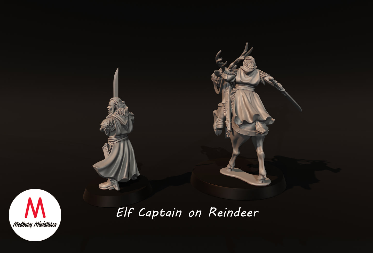 Capitaine elfe avec renne - Medbury Miniatures