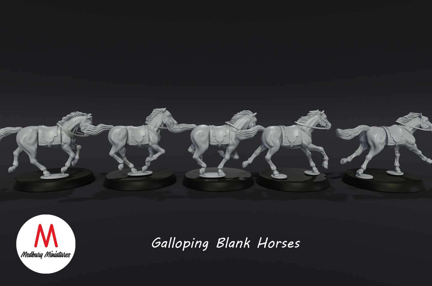 Galoppierende Blankopferde - Medbury Miniatures