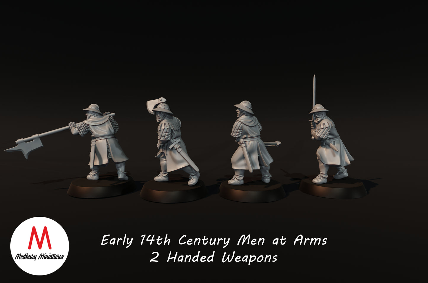 Early 14th Century Men at Arms With 2 Handed Weapons - Medbury Miniatures