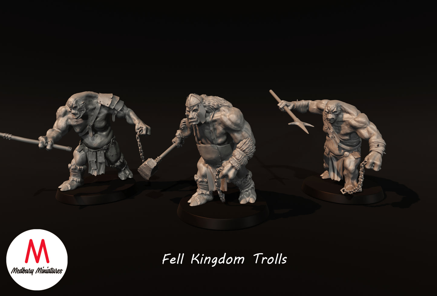 3 Fell Kingdom Trolls - Medbury Miniatures