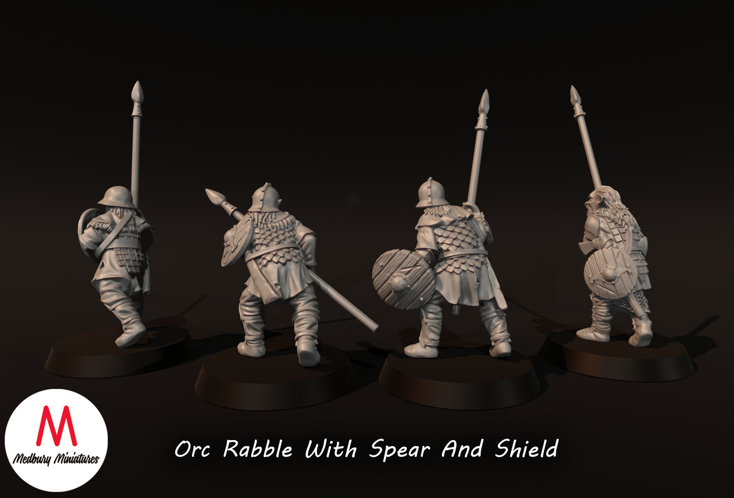 Orc Rabble avec lance et bouclier - Medbury Miniatures