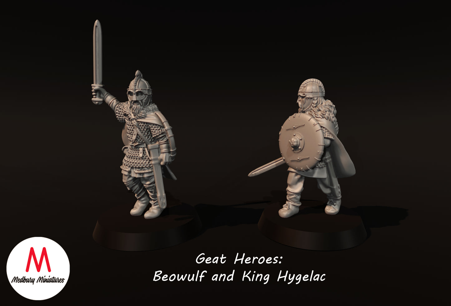 Die großen Helden Beowulf und König Hygelac - Medbury Miniatures