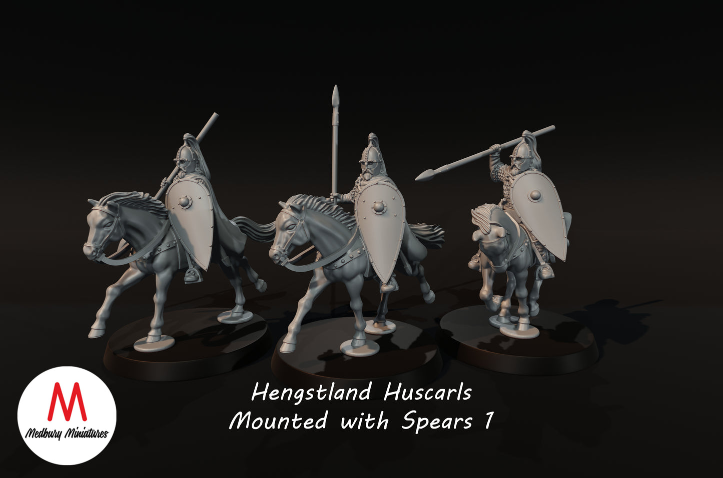 Huscarls Hengstland montés avec des lances - Medbury Miniatures