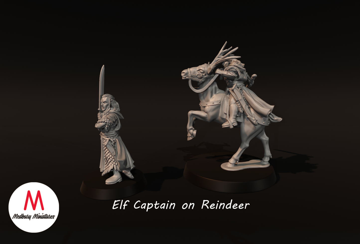 Capitaine elfe avec renne - Medbury Miniatures