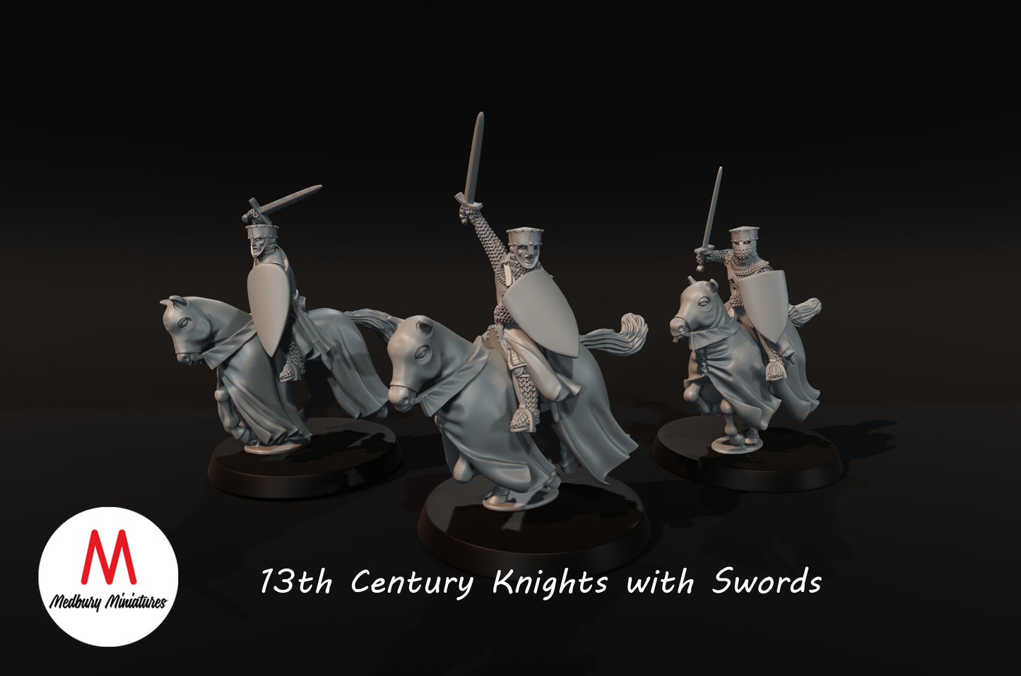 Chevaliers du XIIIe siècle avec épées - Medbury Miniatures