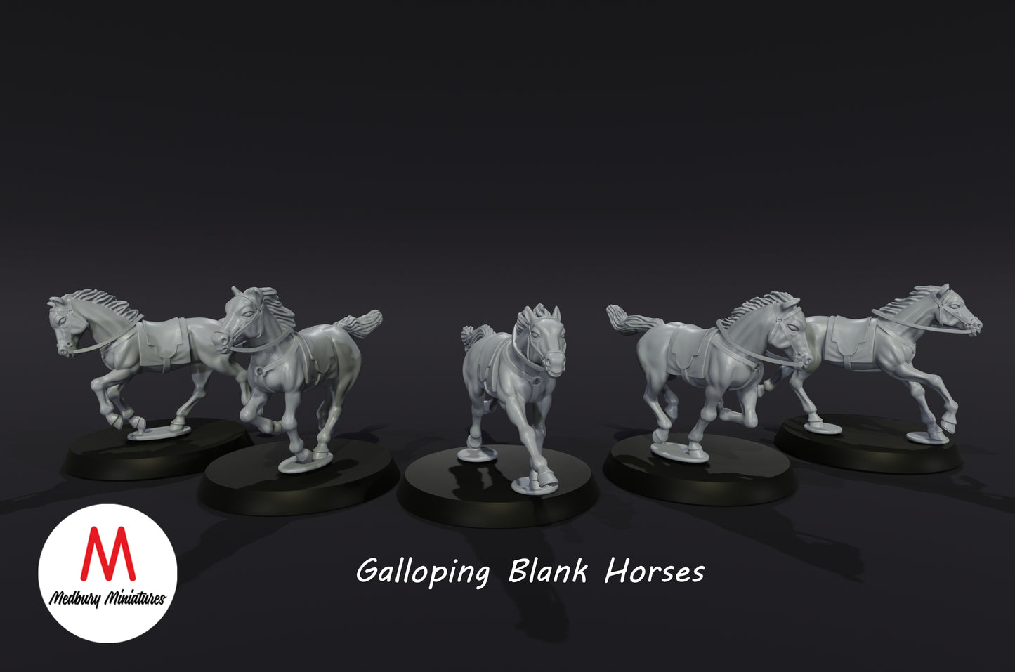 Galoppierende Blankopferde - Medbury Miniatures