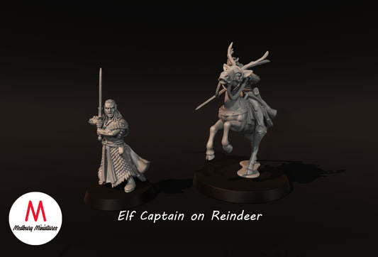 Elf Captain With Reindeer - Medbury Miniatures