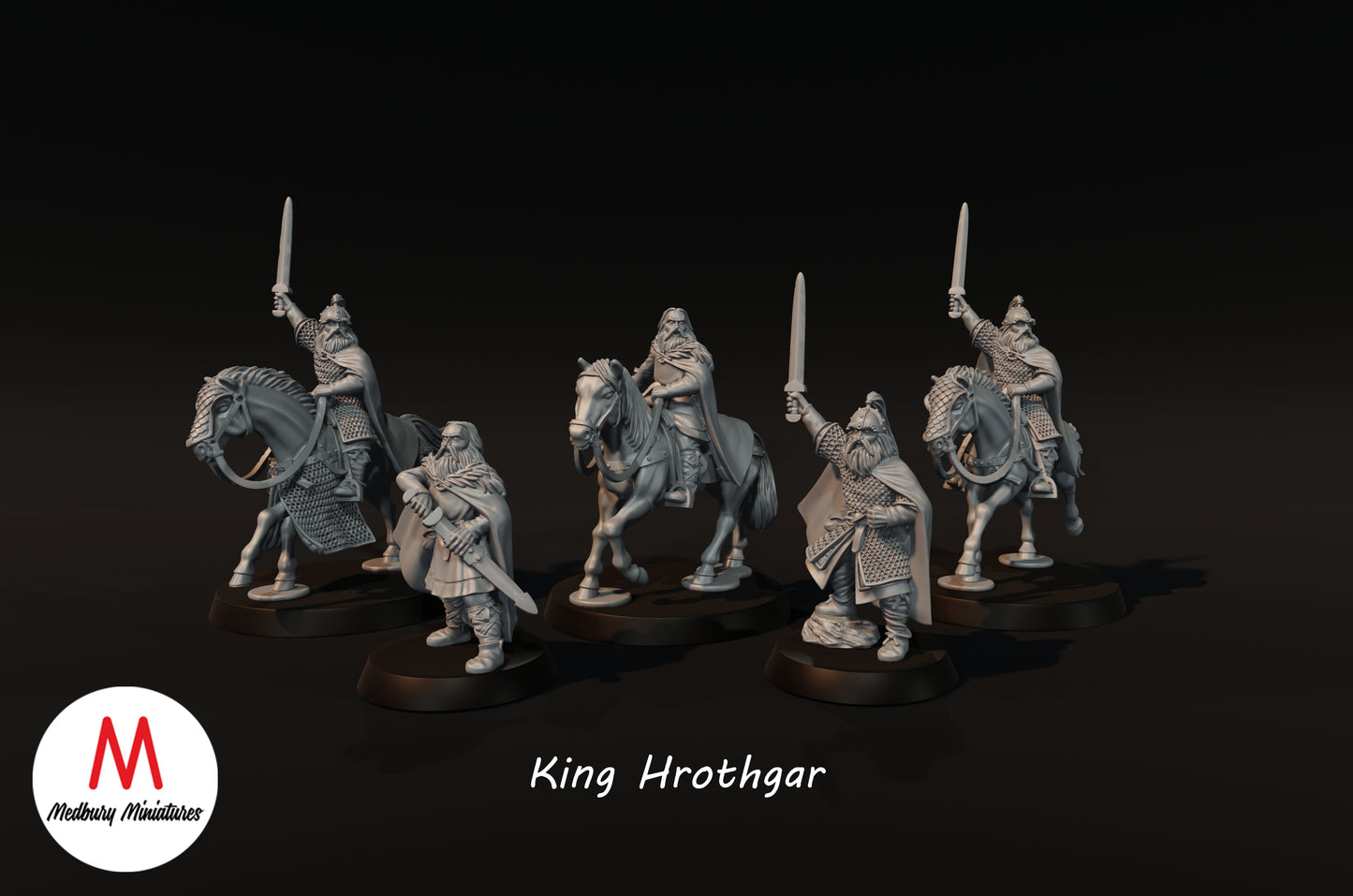 King Hrothgar (Armoured and Unarmoured, on Foot and Mounted) - Medbury Miniatures