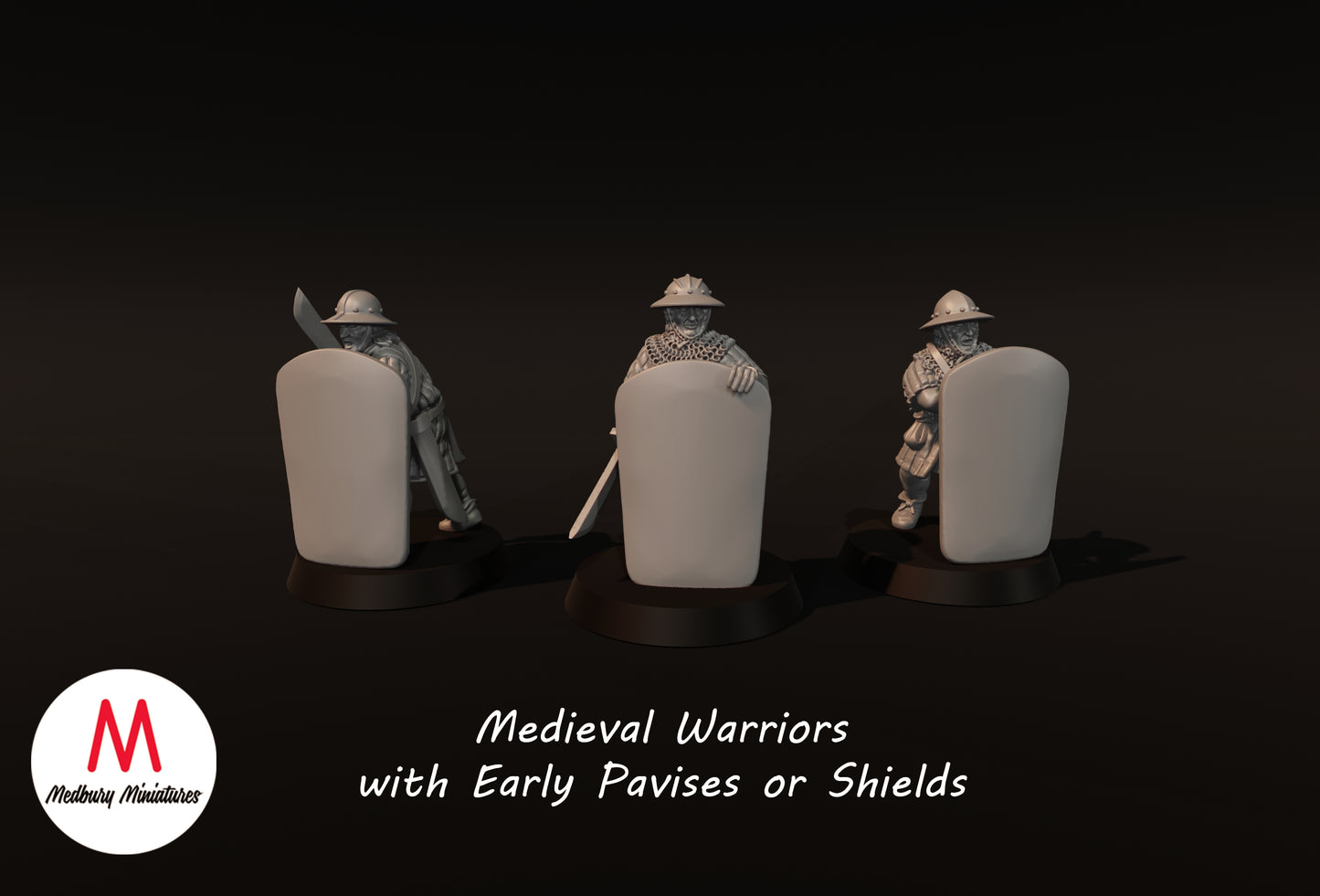 Medieval Warriors With Early Pavises or Shields - Medbury Miniatures