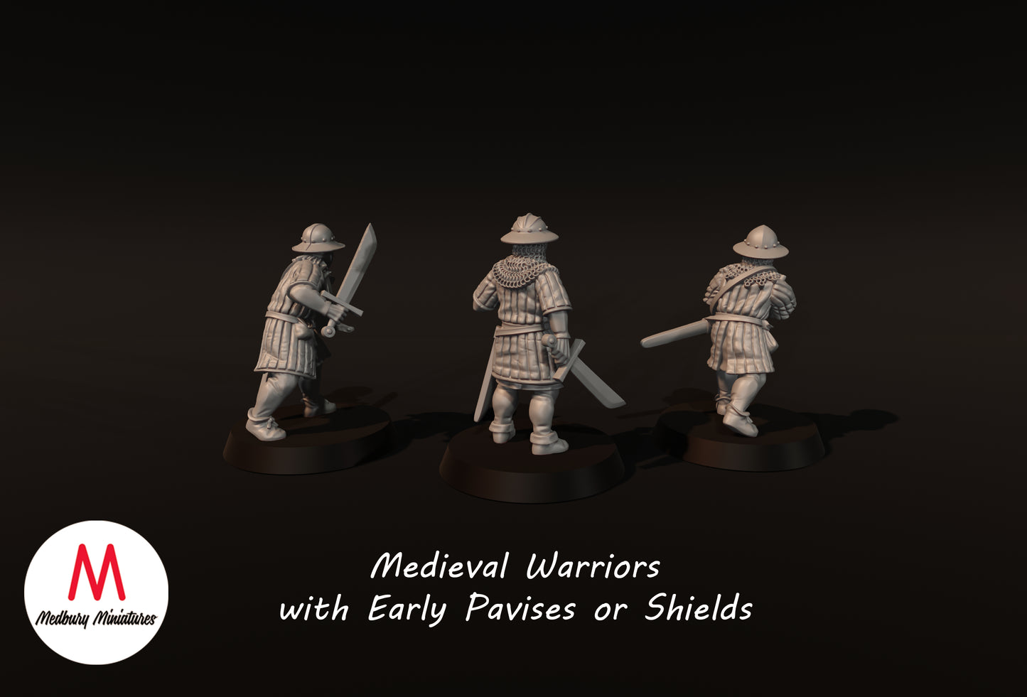 Medieval Warriors With Early Pavises or Shields - Medbury Miniatures