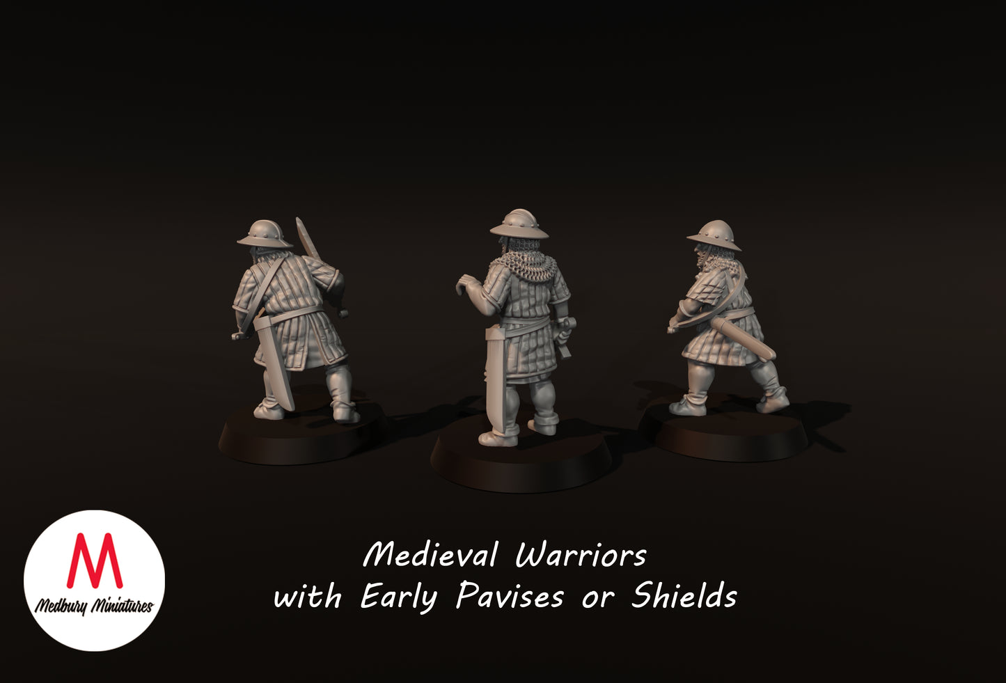 Medieval Warriors With Early Pavises or Shields - Medbury Miniatures