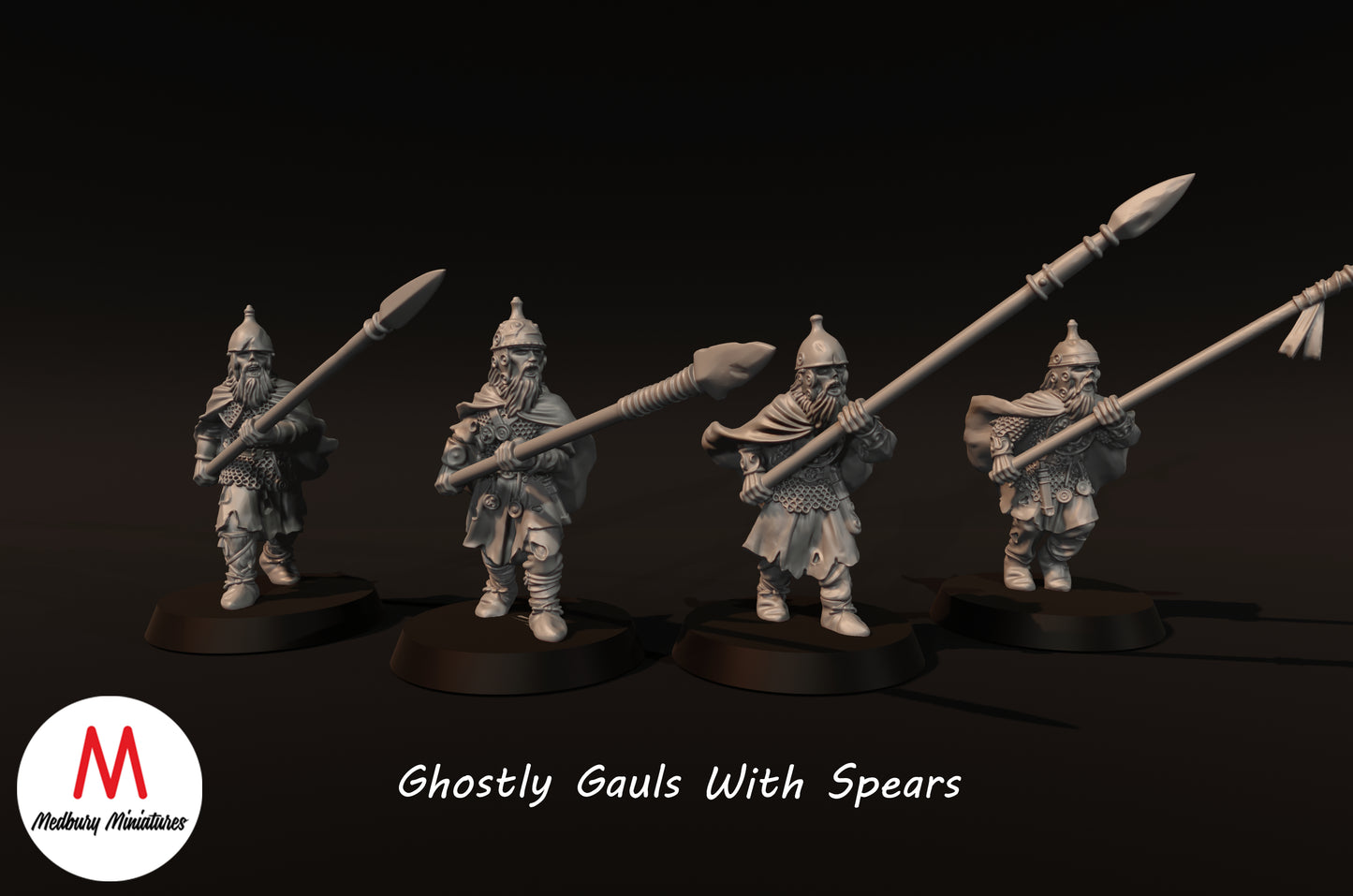 Geisterhafte Gallier mit Speeren - Medbury Miniatures