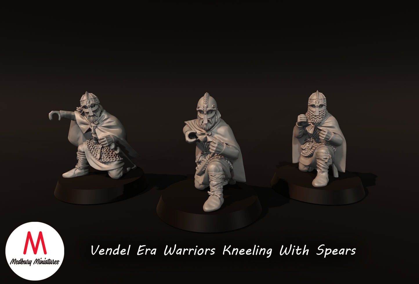 Vendel Era Warriors Kneeling With Spears - Medbury Miniatures