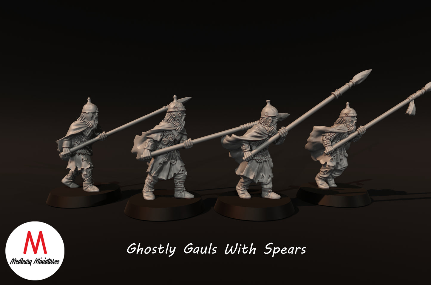 Geisterhafte Gallier mit Speeren - Medbury Miniatures