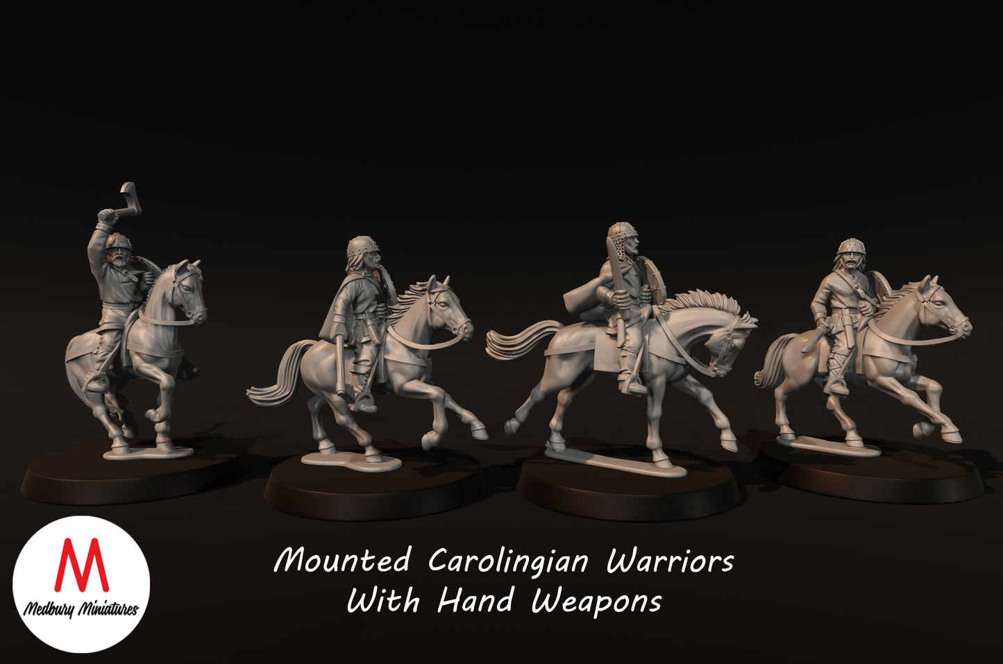 Mounted Carolingian Warriors With Hand Weapons - Medbury Miniatures