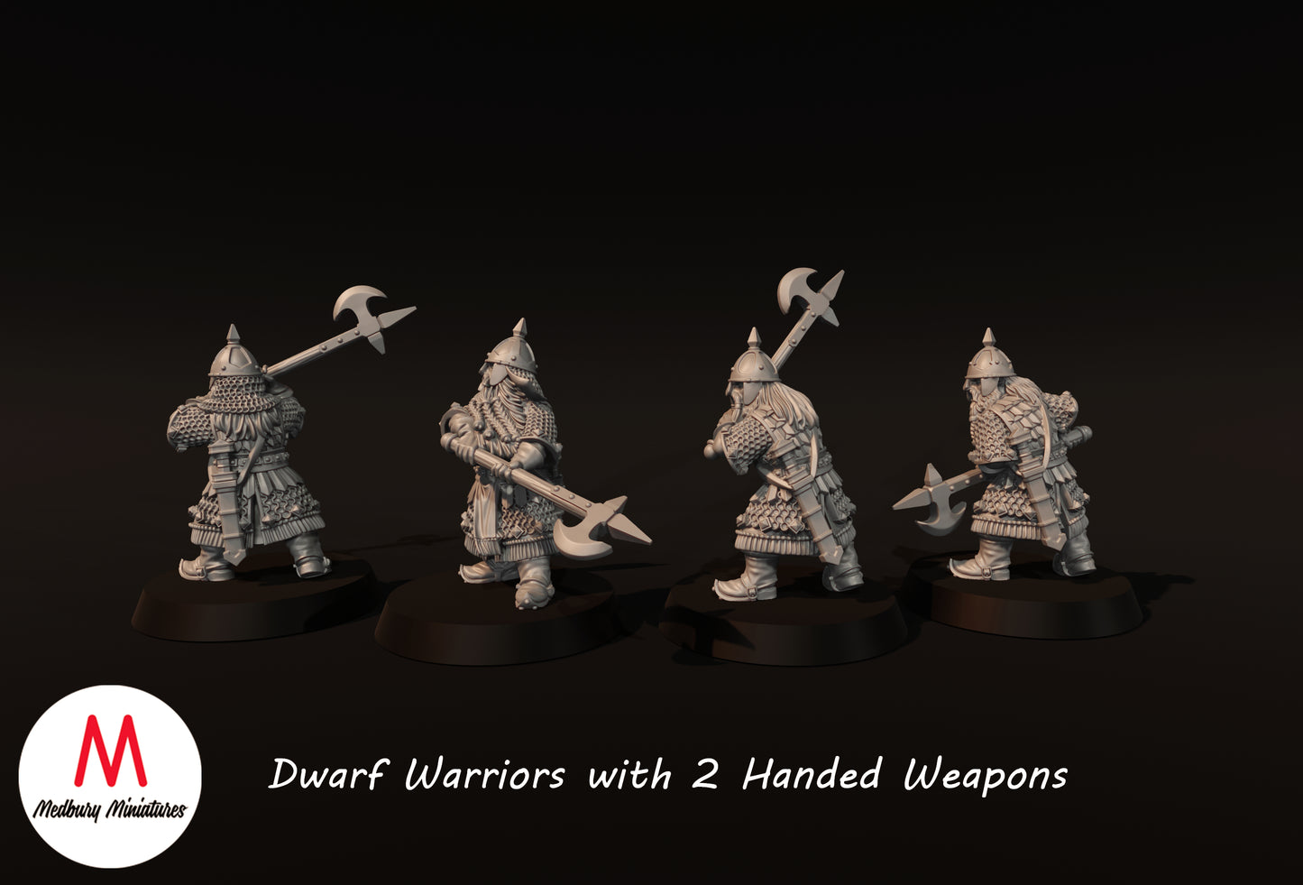 Zwergenkrieger mit Äxten/Stangenwaffen/Hacken - Medbury Miniatures