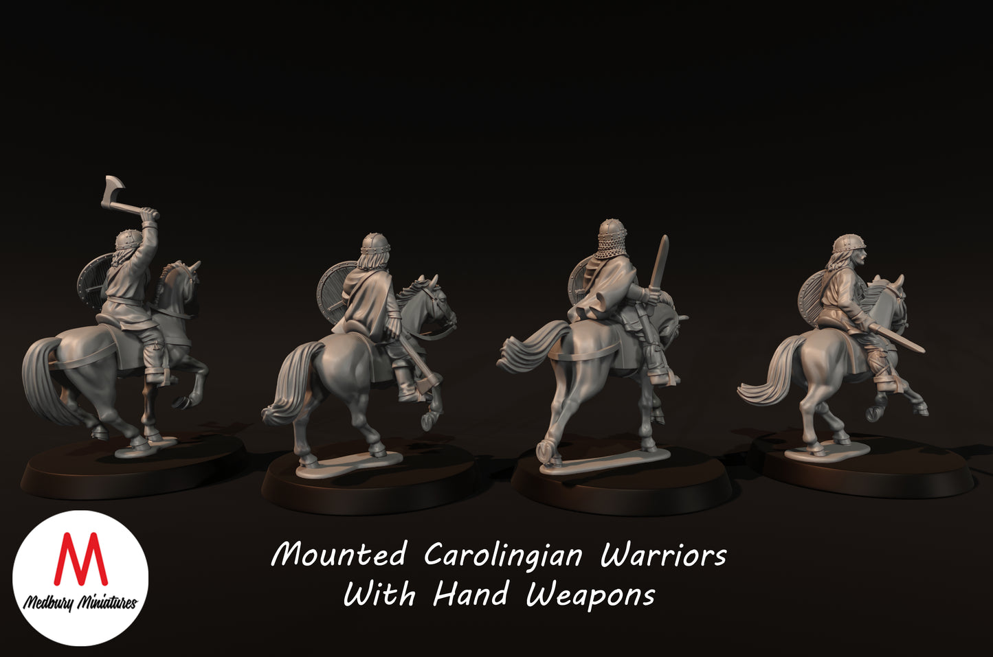 Mounted Carolingian Warriors With Hand Weapons - Medbury Miniatures