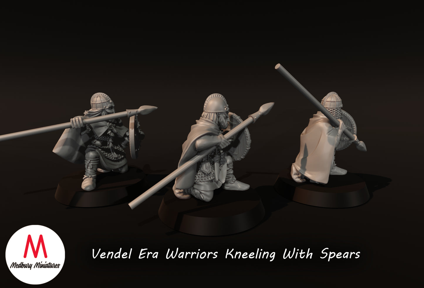 Vendel Era Warriors Kneeling With Spears - Medbury Miniatures