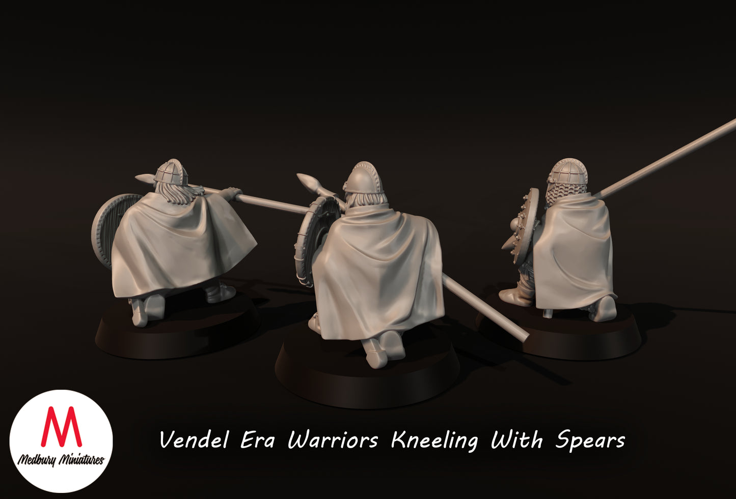 Vendel Era Warriors Kneeling With Spears - Medbury Miniatures