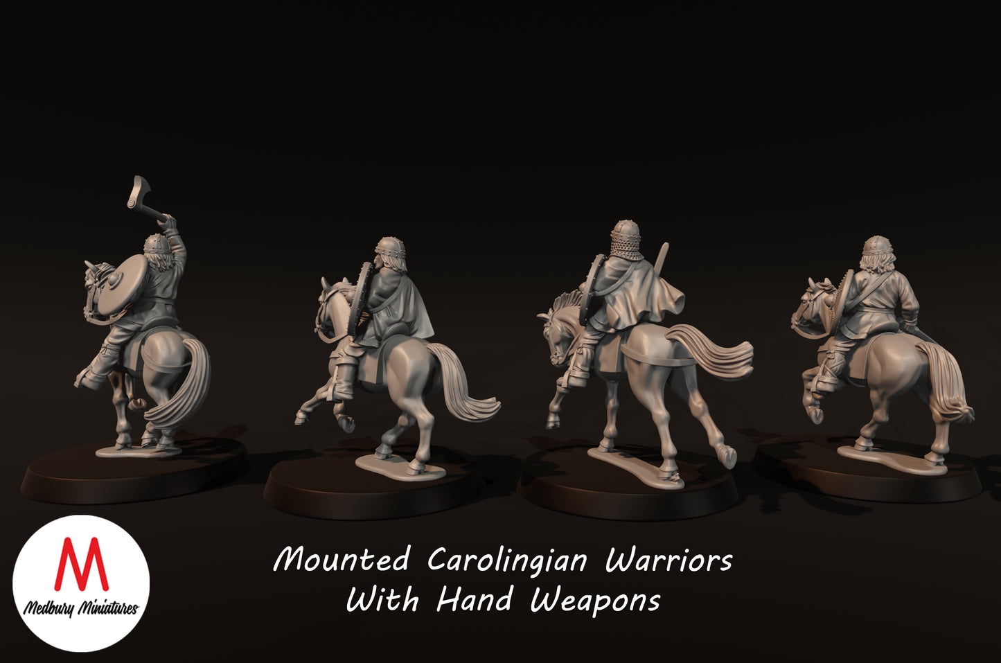 Mounted Carolingian Warriors With Hand Weapons - Medbury Miniatures