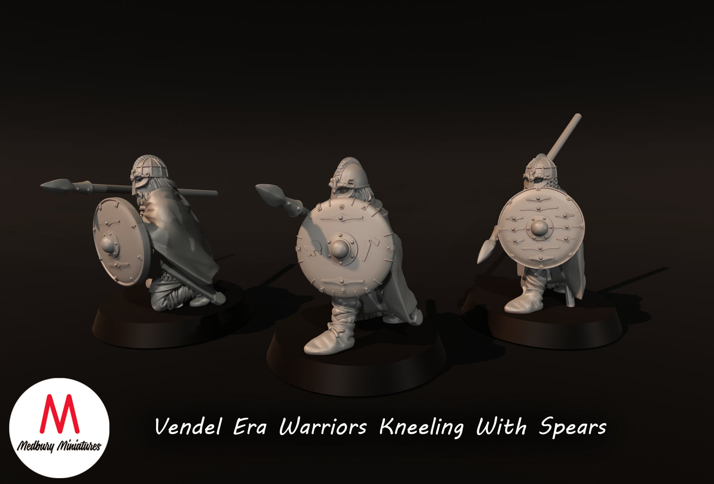 Vendel Era Warriors Kneeling With Spears - Medbury Miniatures