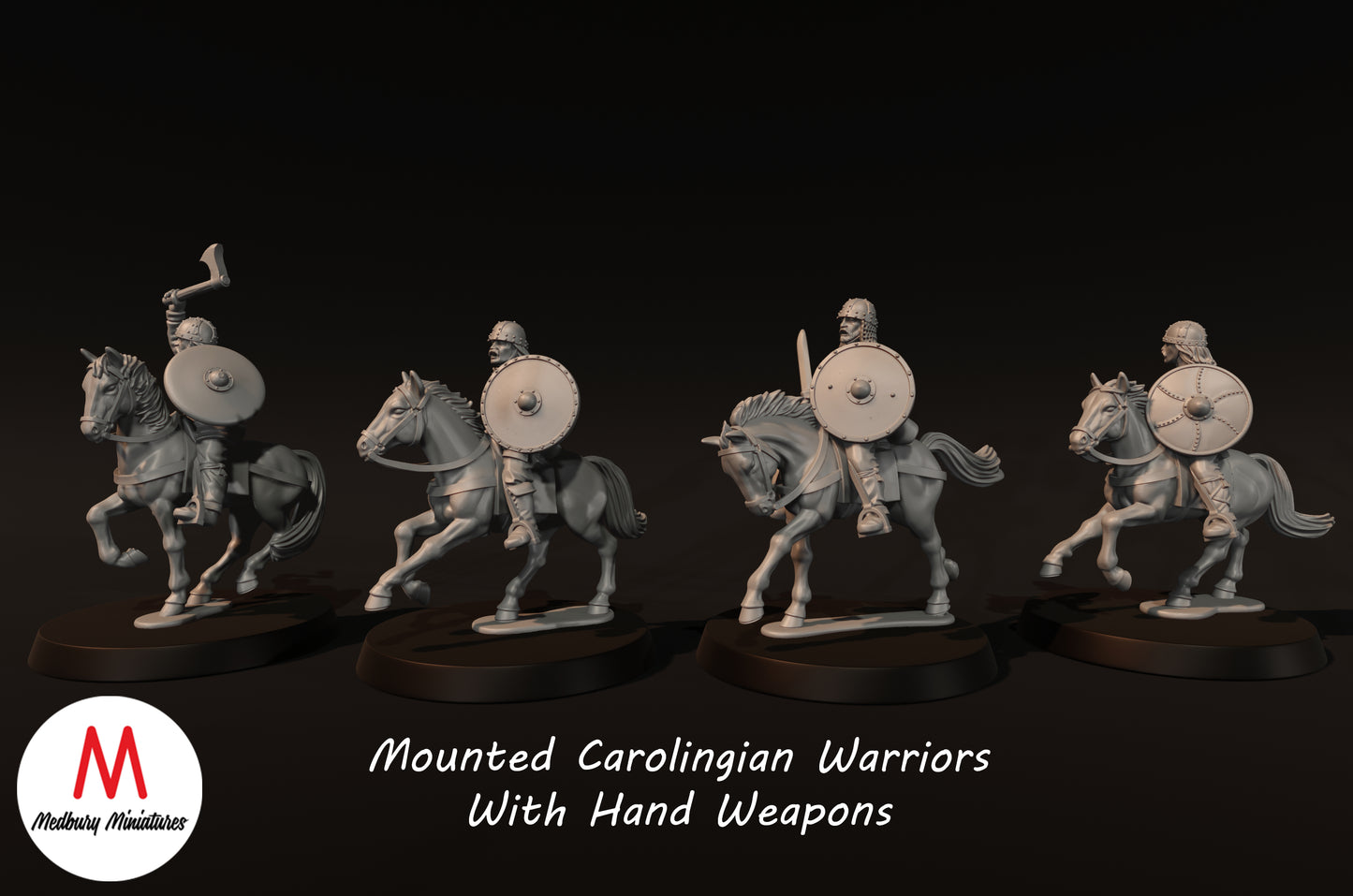 Mounted Carolingian Warriors With Hand Weapons - Medbury Miniatures