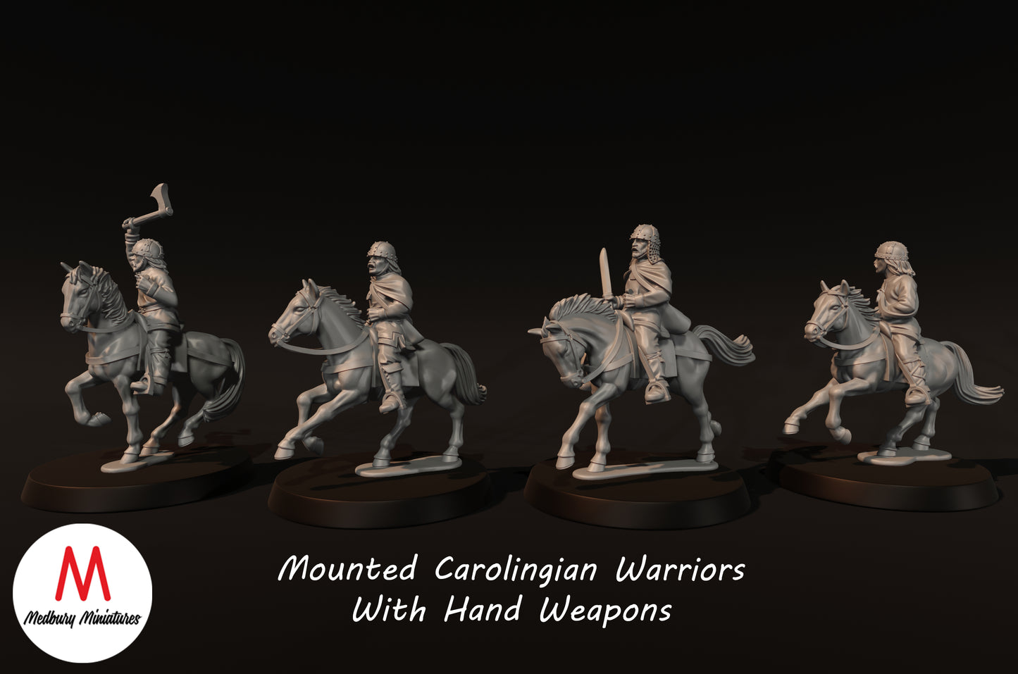 Mounted Carolingian Warriors With Hand Weapons - Medbury Miniatures