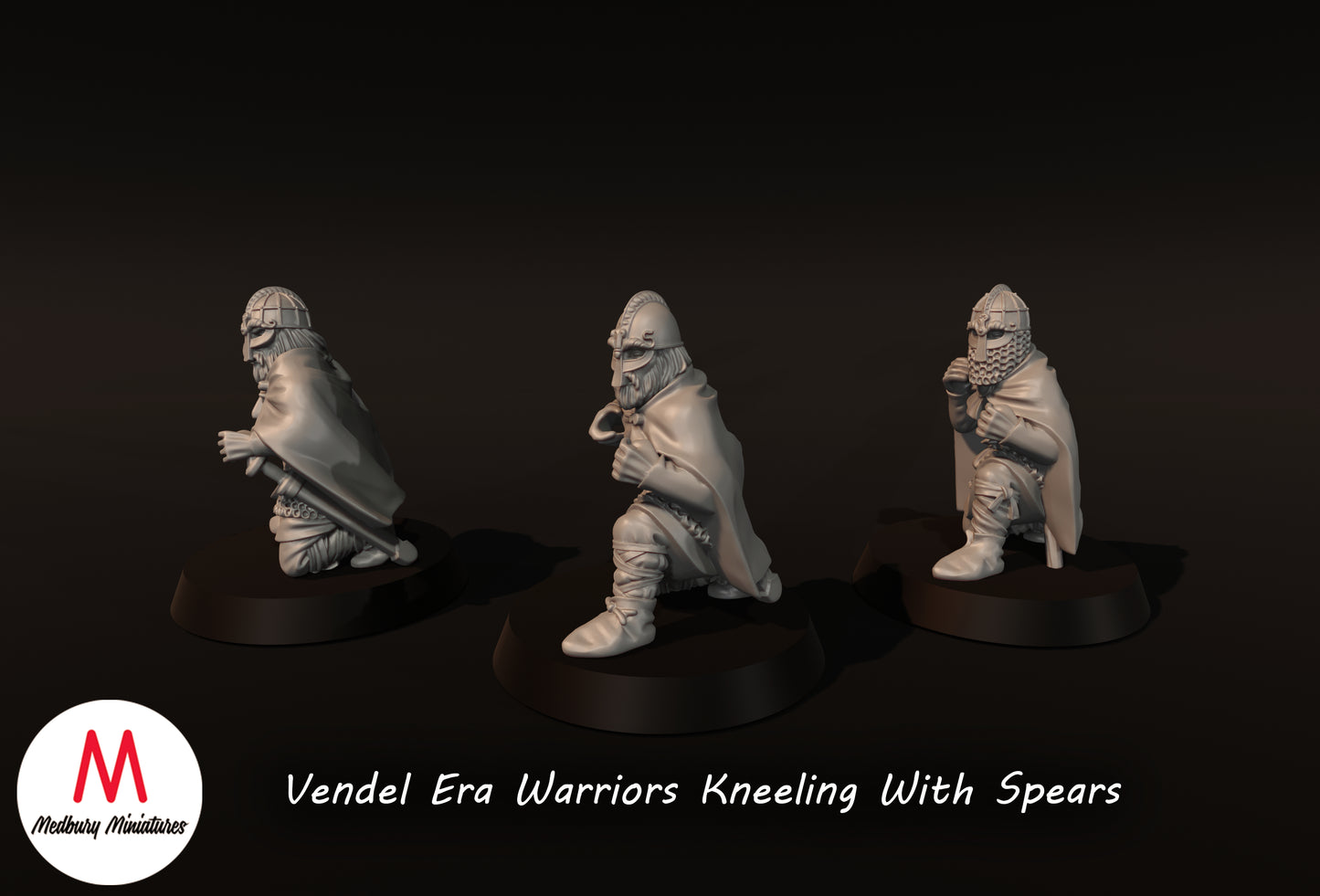 Vendel Era Warriors Kneeling With Spears - Medbury Miniatures