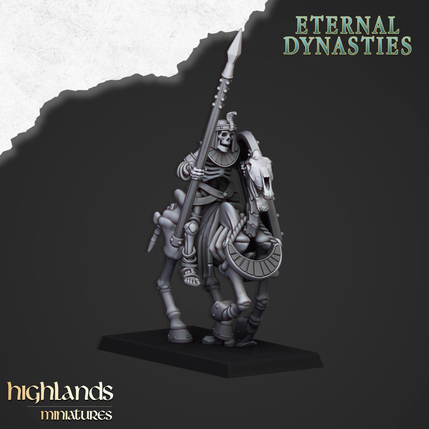 Ancient Skeletal Cavalry with Spears and Bows - Eternal Dynasties - Highlands Miniatures