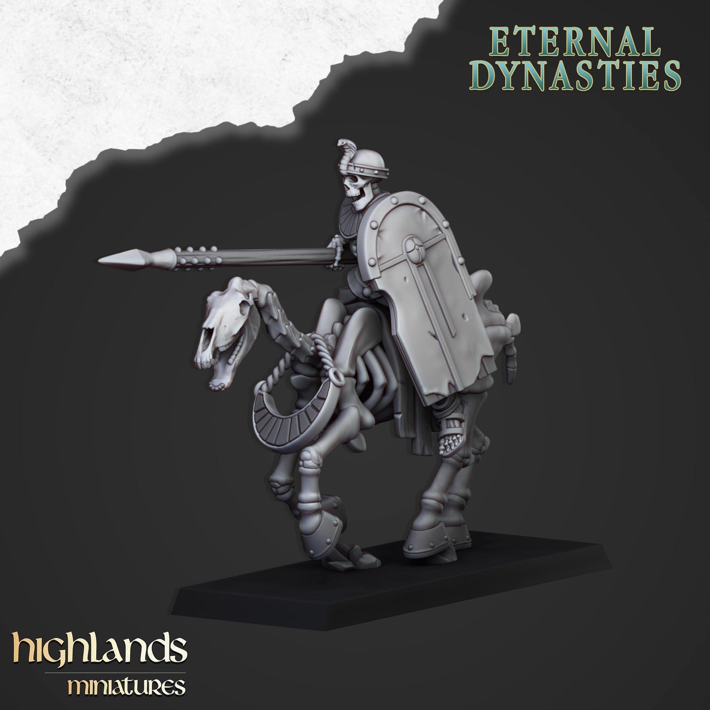 Ancient Skeletal Cavalry with Spears and Bows - Eternal Dynasties - Highlands Miniatures