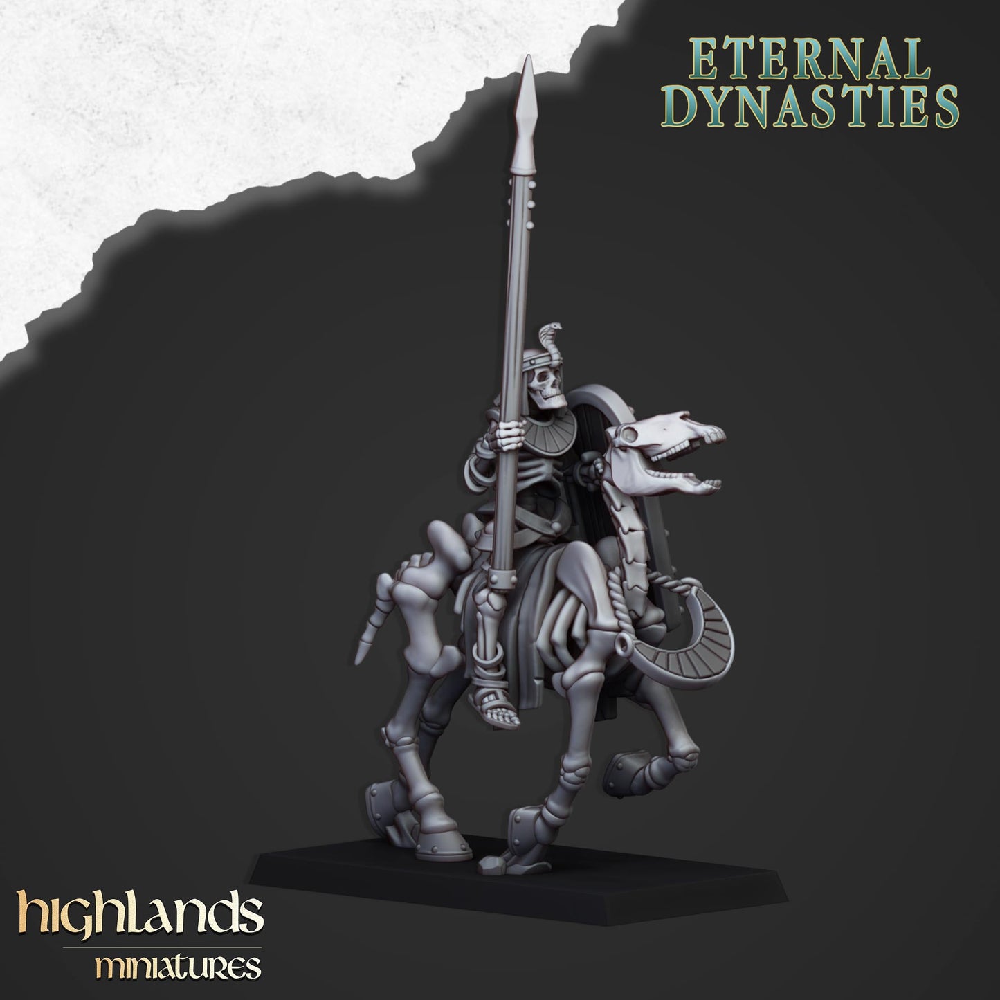 Ancient Skeletal Cavalry with Spears and Bows - Eternal Dynasties - Highlands Miniatures