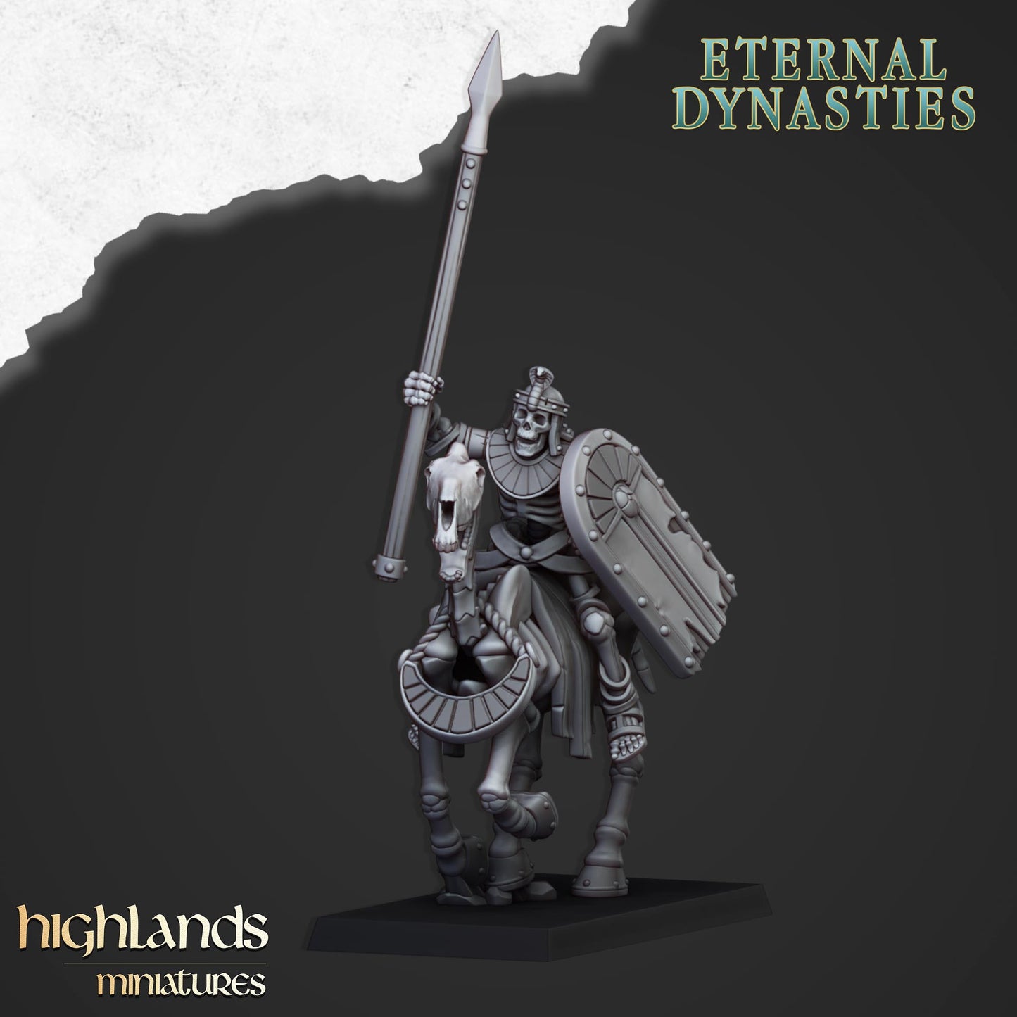 Ancient Skeletal Cavalry with Spears and Bows - Eternal Dynasties - Highlands Miniatures