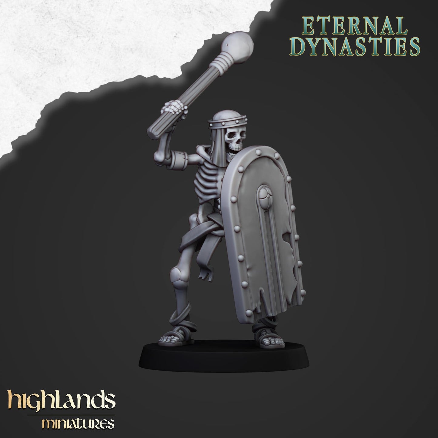 Ancient Skeletons with Spears and Hand Weapons - Eternal Dynasties - Highlands Miniatures