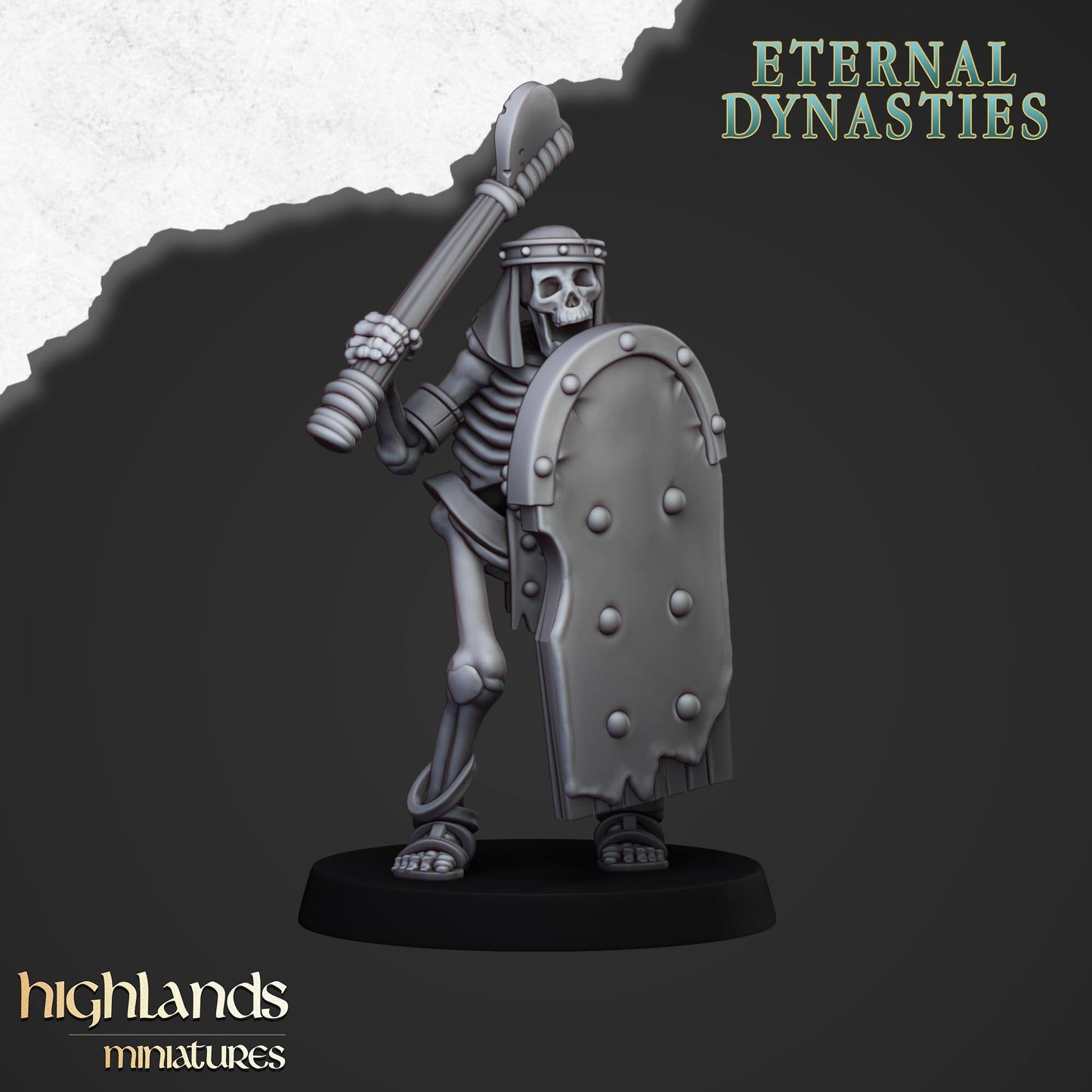 Ancient Skeletons with Spears and Hand Weapons - Eternal Dynasties - Highlands Miniatures