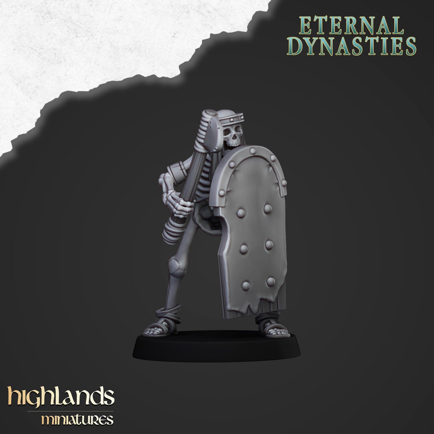 Ancient Skeletons with Spears and Hand Weapons - Eternal Dynasties - Highlands Miniatures