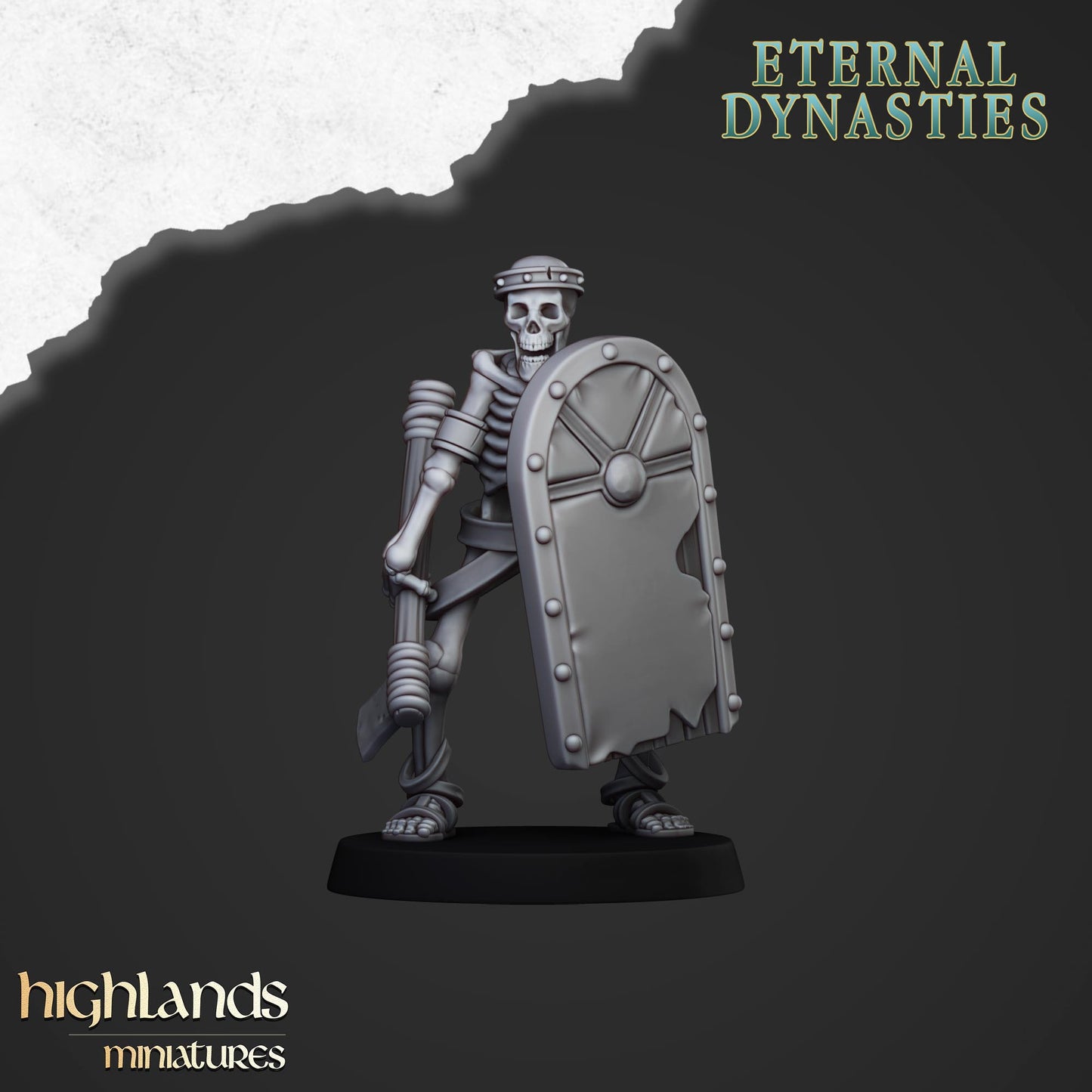 Ancient Skeletons with Spears and Hand Weapons - Eternal Dynasties - Highlands Miniatures