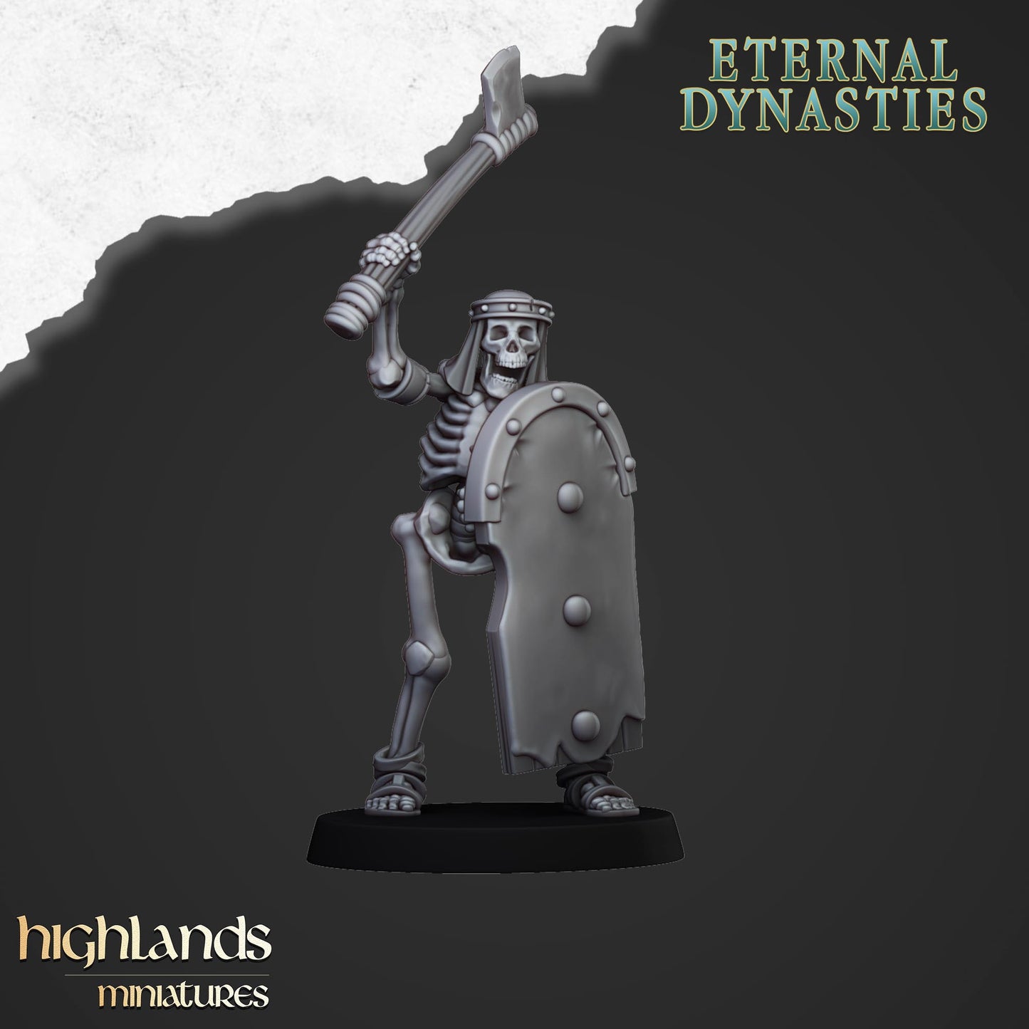 Ancient Skeletons with Spears and Hand Weapons - Eternal Dynasties - Highlands Miniatures